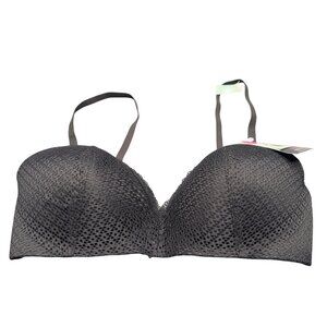 Maidenform Womens Sz 38C Bra Wireless T-Shirt Modern Neckline Charcoal Gray New